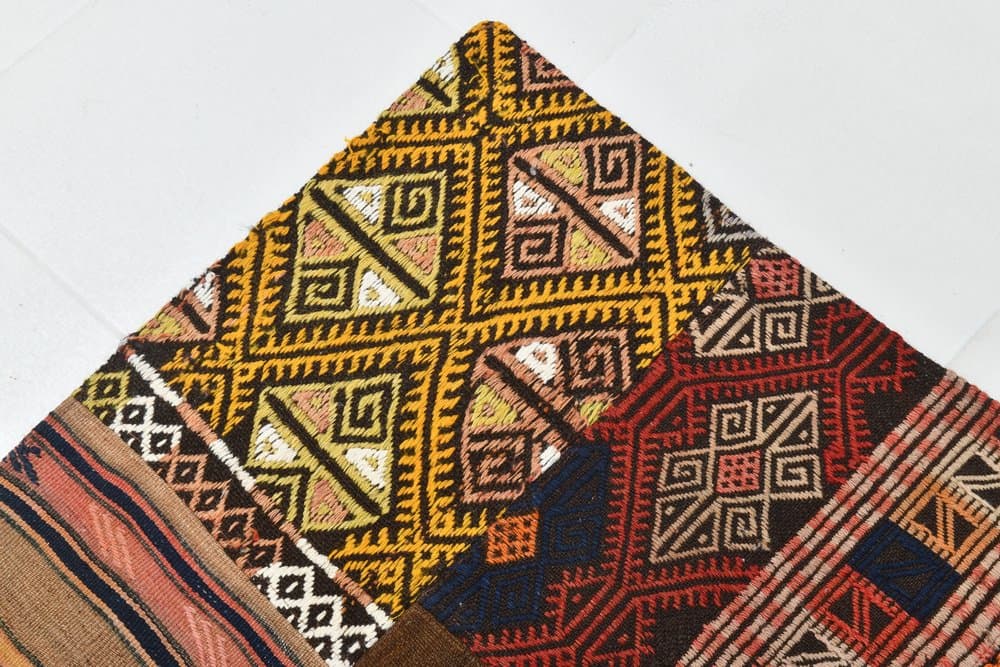 Dywan 167x241 cm, brązowy, czerwony, wełna, lata 70. - 220056