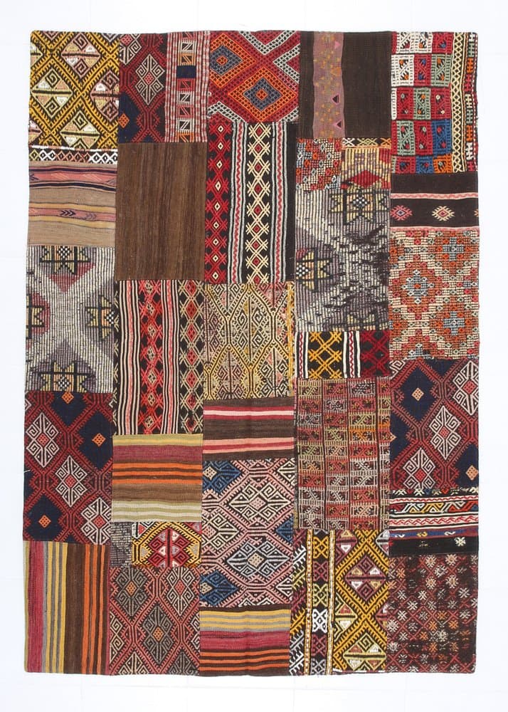 Dywan 167x241 cm, brązowy, czerwony, wełna, lata 70. - 220050