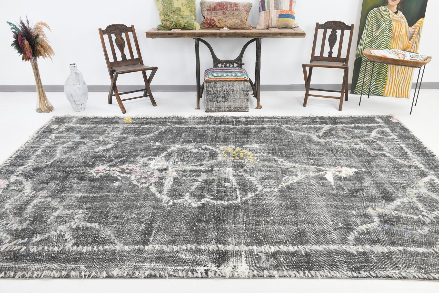 Rug 352x222 cm, grey, wool, 1970s - 220039