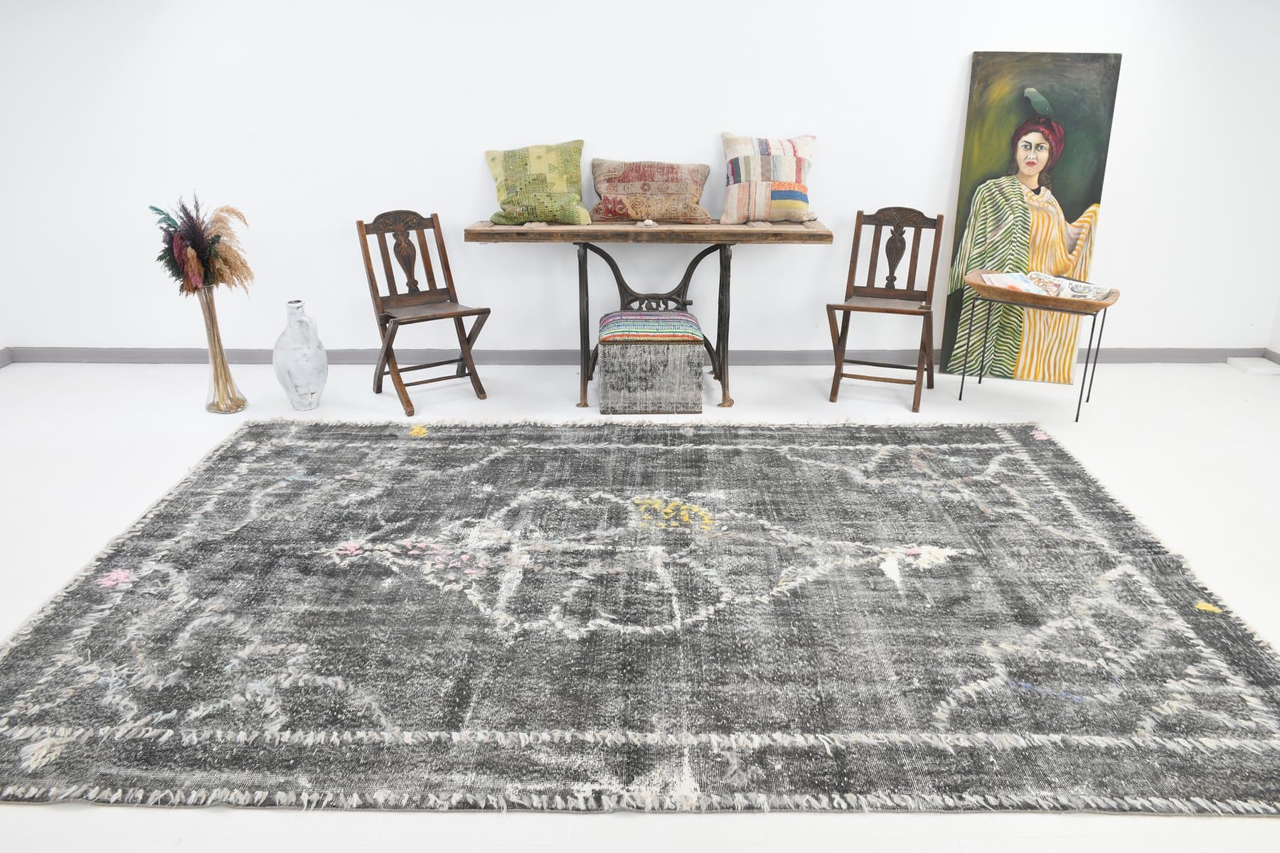 Rug 352x222 cm, grey, wool, 1970s - 220045