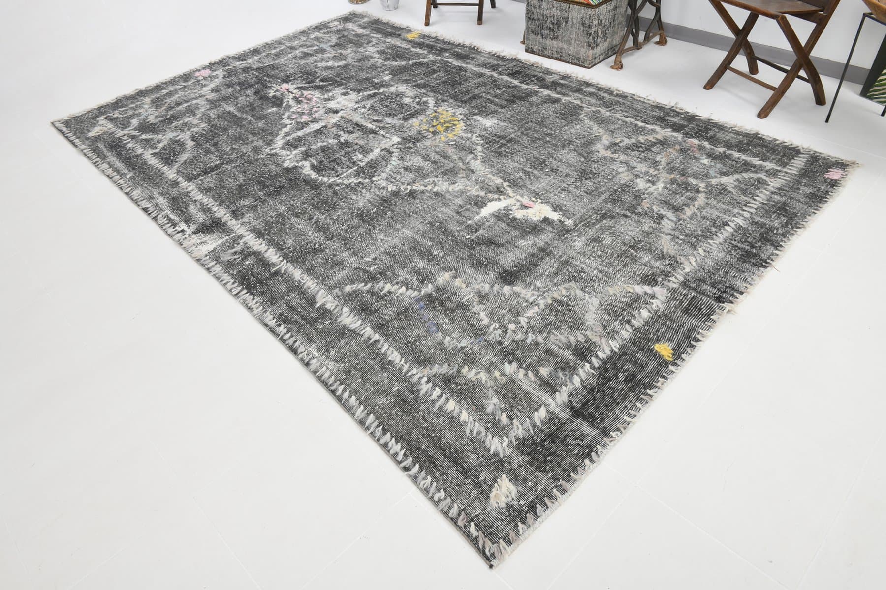Rug 352x222 cm, grey, wool, 1970s - 220038