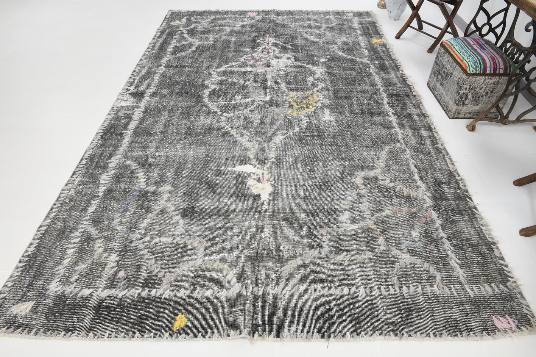 Rug 352x222 cm, grey, wool, 1970s - 220034