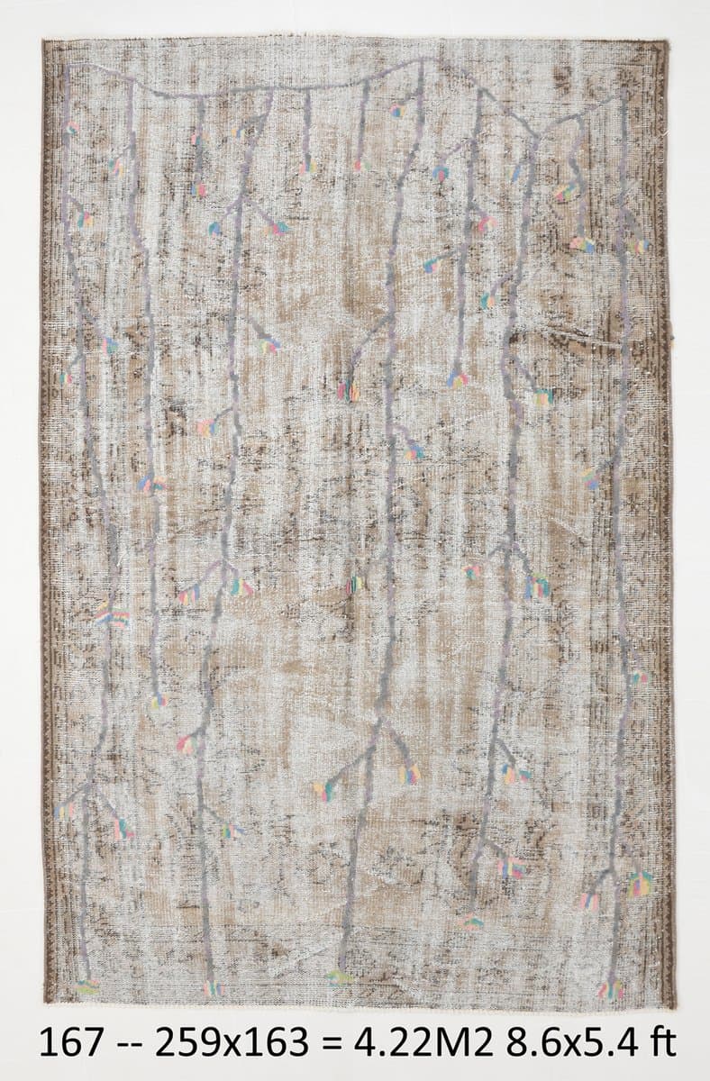 Rug 163x259 cm, grey, beige, wool, 1970s - 220011