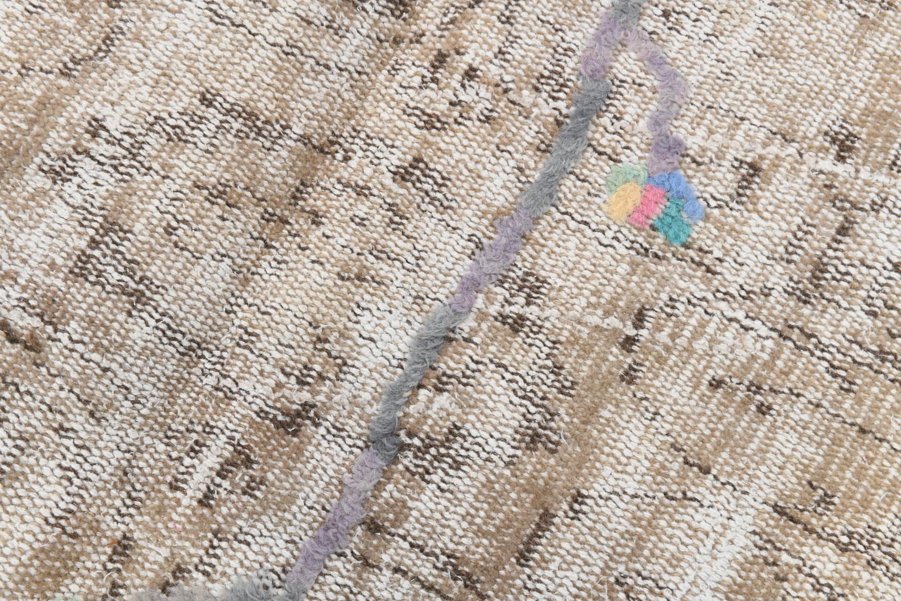 Rug 163x259 cm, grey, beige, wool, 1970s - 220015