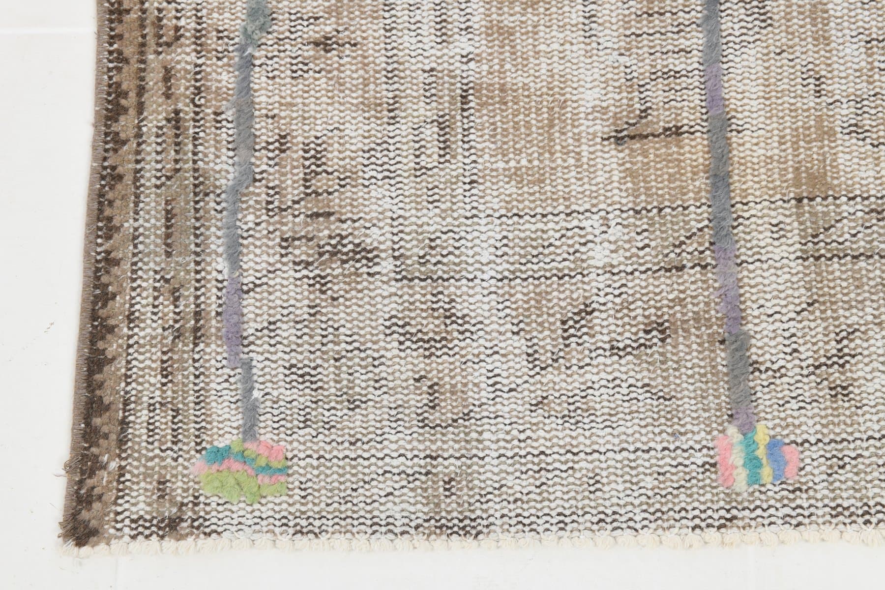 Rug 163x259 cm, grey, beige, wool, 1970s - 220017