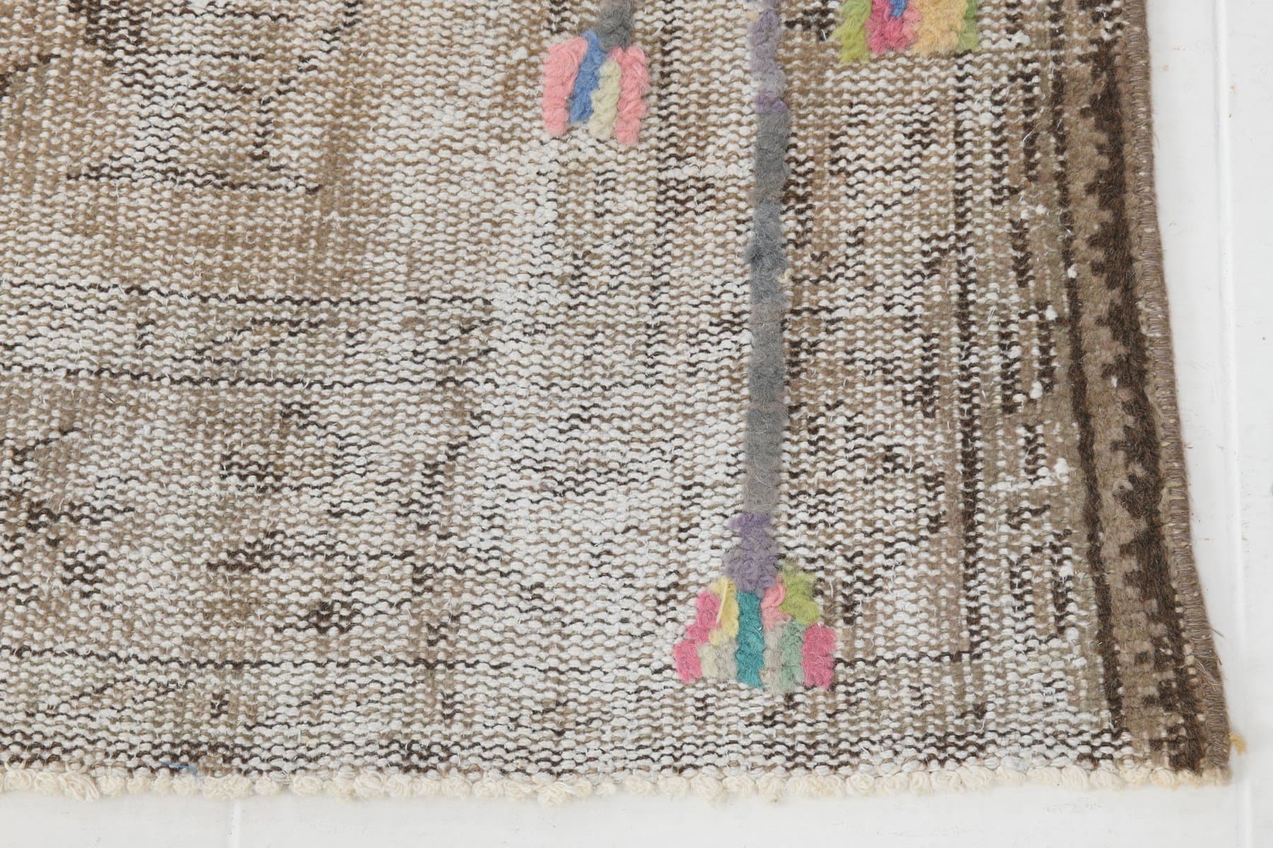 Rug 163x259 cm, grey, beige, wool, 1970s - 220018