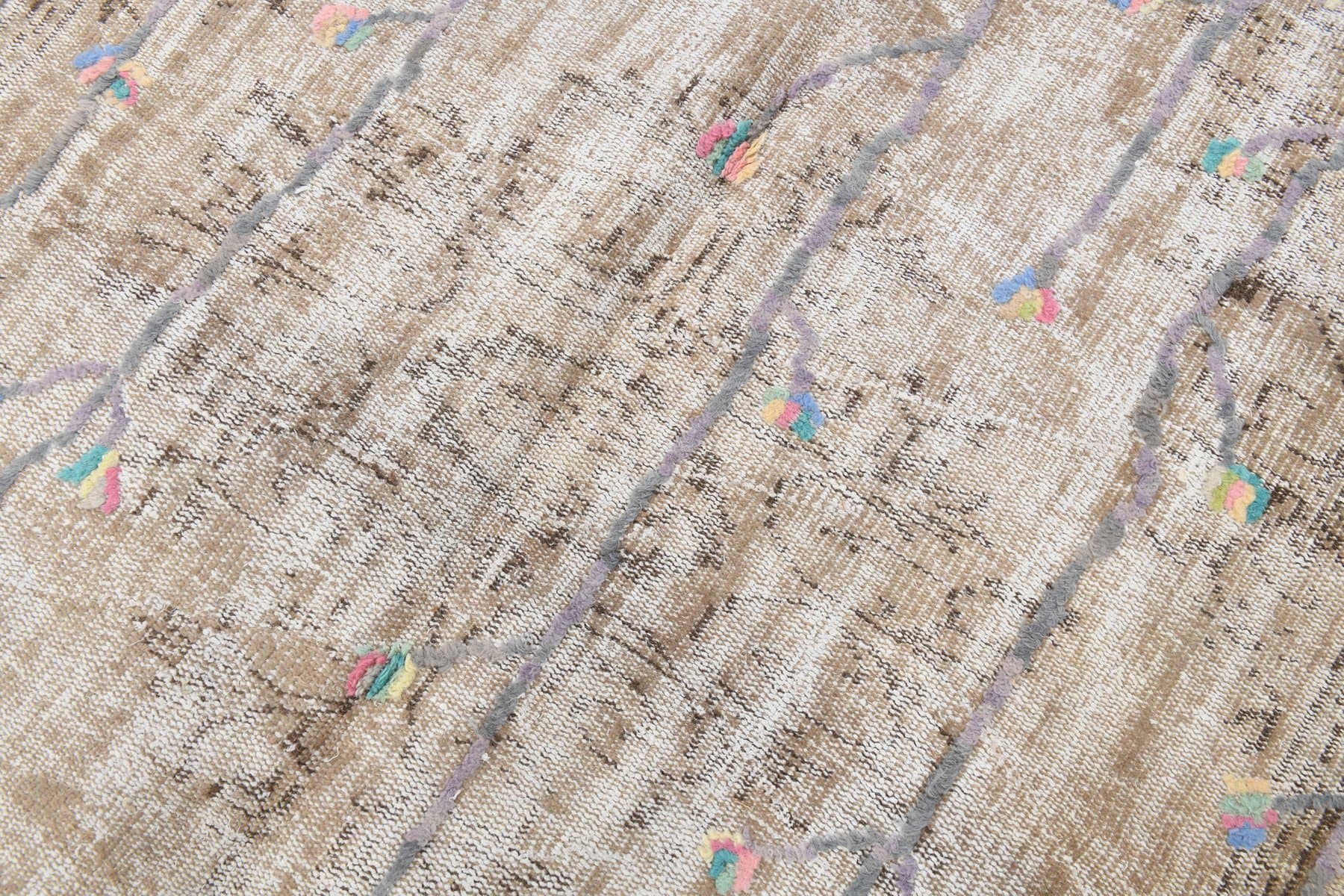 Rug 163x259 cm, grey, beige, wool, 1970s - 220014