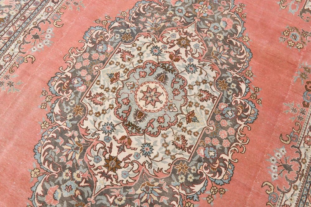 Rug 366x260 cm, pink, grey, wool, 1970s - 219988