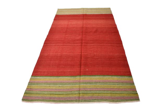 Kilim 253x145 cm, czerwony, wełna, Turcja, lata 60. - WYMIARY