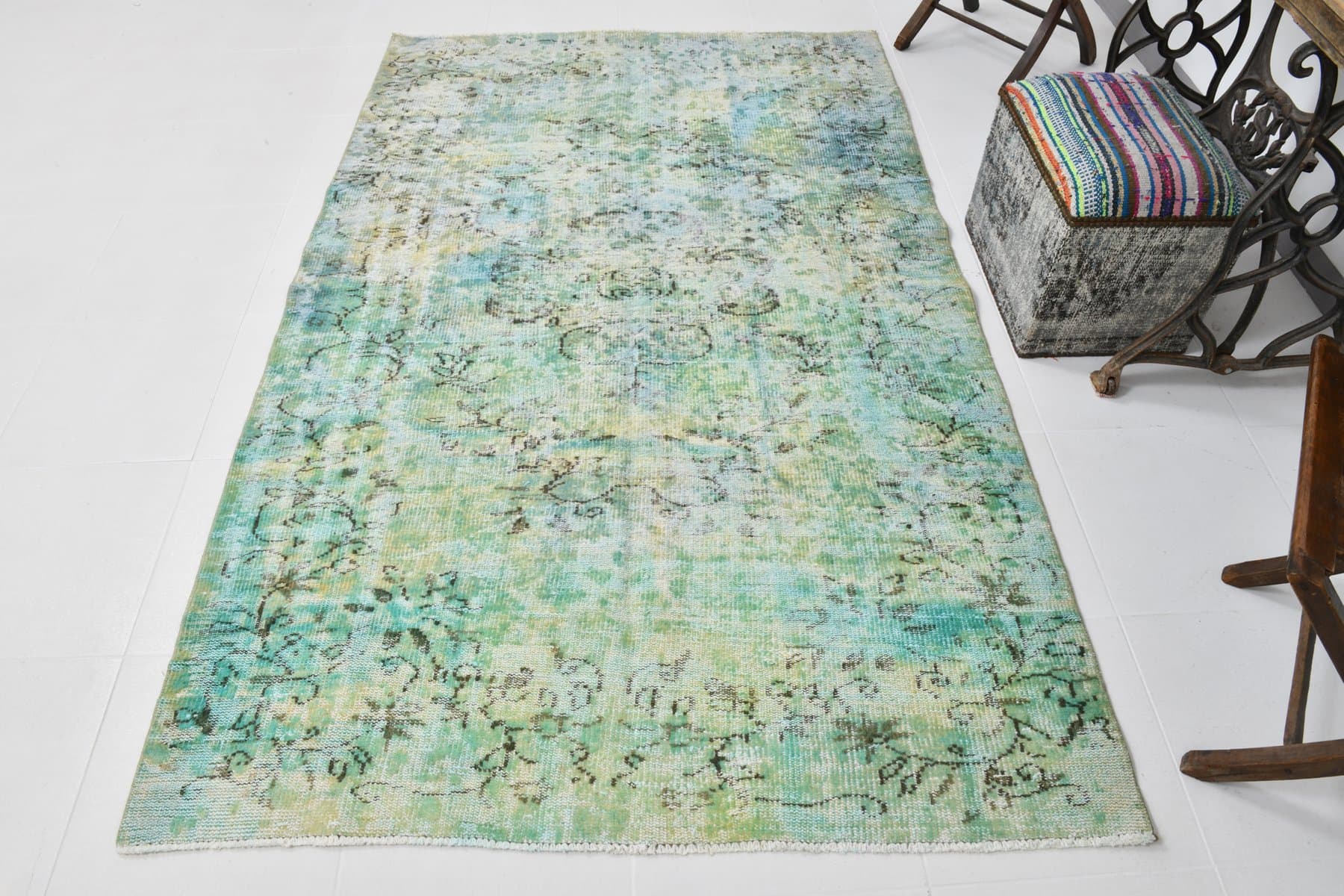 Rug 235x148 cm, turquoise, green, wool, Turkey, 1960s - 220258