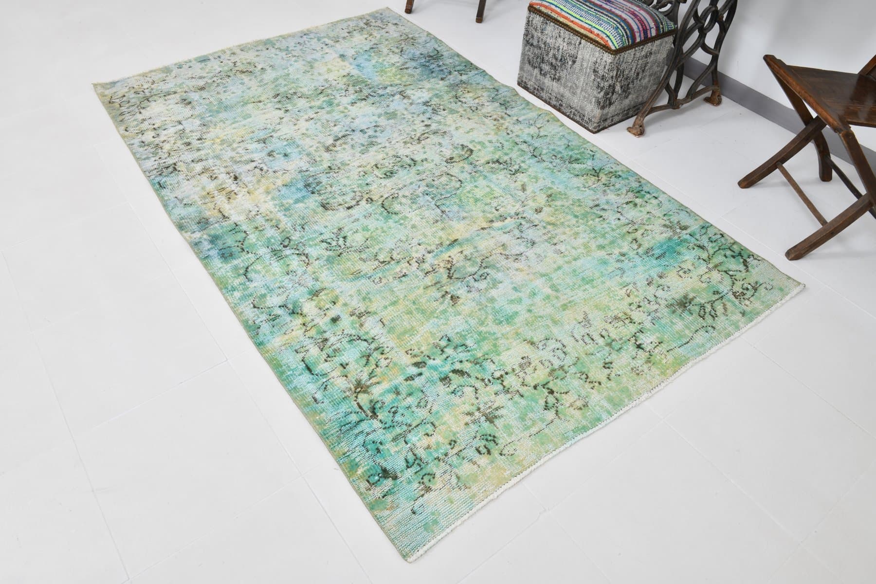 Rug 235x148 cm, turquoise, green, wool, Turkey, 1960s - 220259
