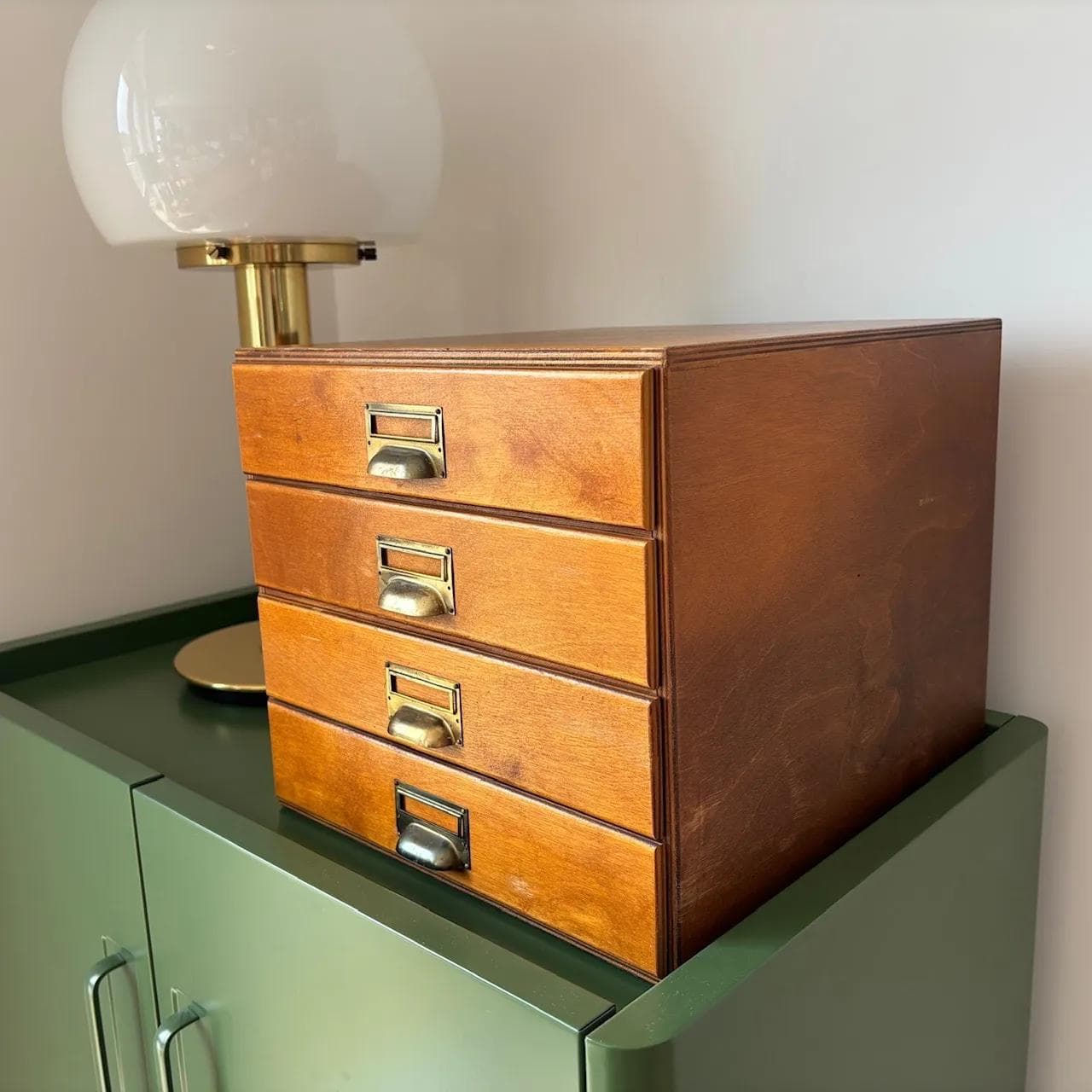 Organizer szafka, sklejka bukowa brązowa, Niemcy, lata 50. - 15996