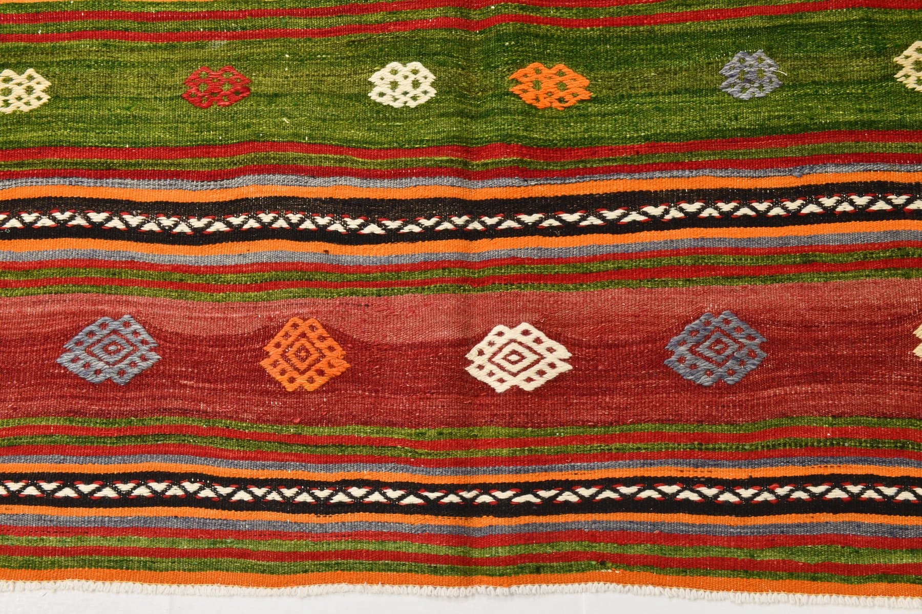 Kilim 171x289 cm, czerwony, zielony, wełna, Turcja, lata 60. - 220516