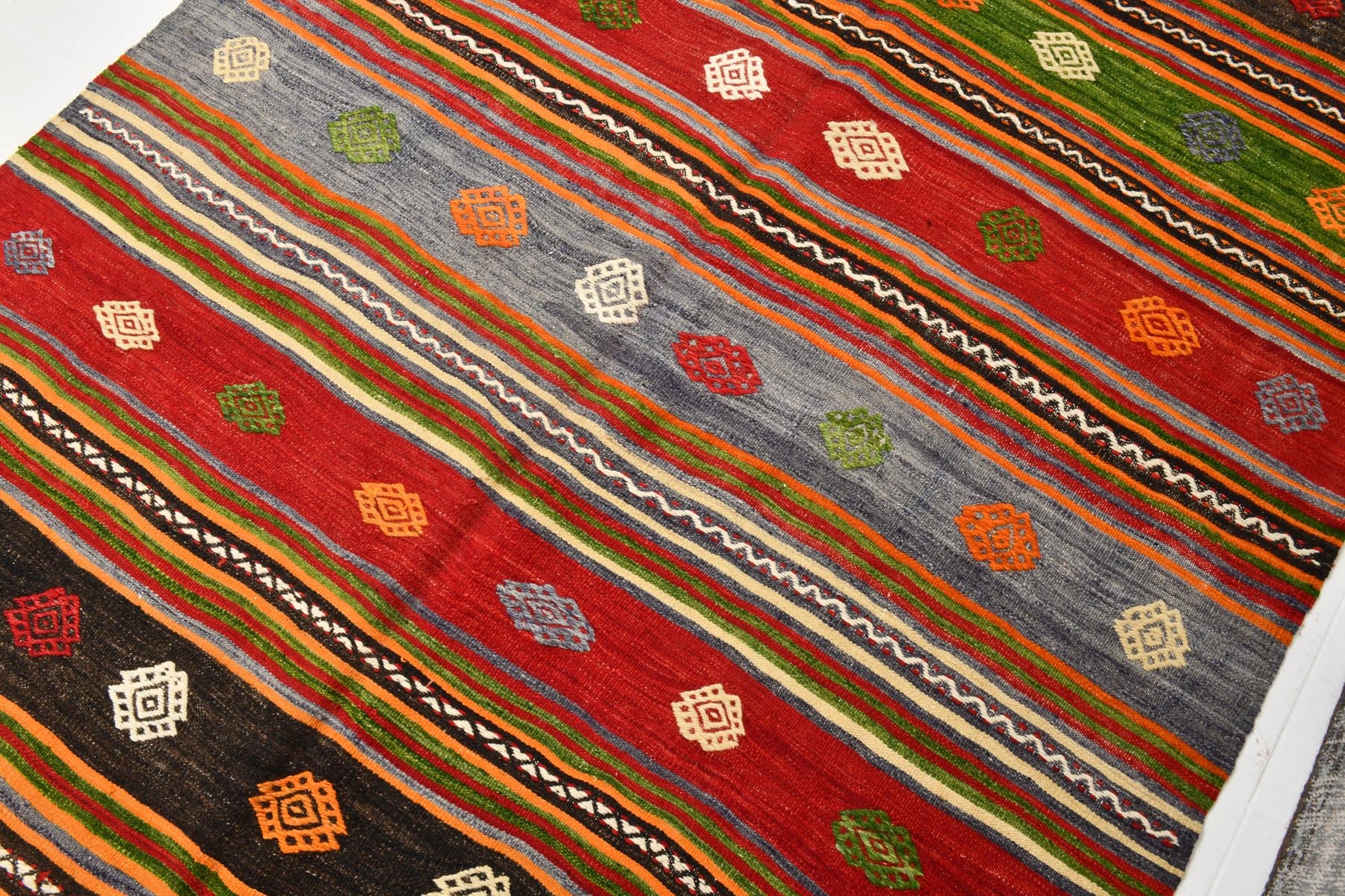 Kilim 171x289 cm, czerwony, zielony, wełna, Turcja, lata 60. - 220521