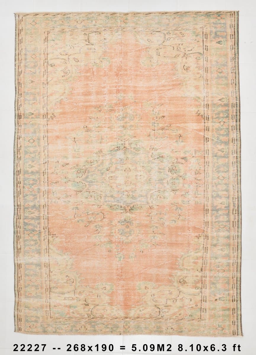 Rug 268x190 cm, Peach, Beige, Wool, 1960s - 220505