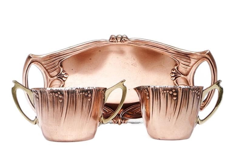 Komplet kawowy secesyjny, miedź, Niemcy, początek XX w.