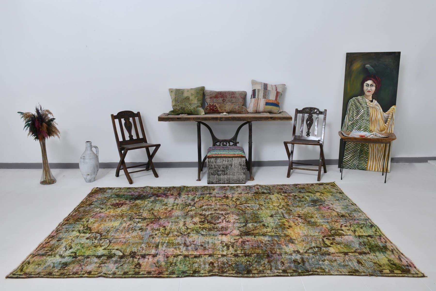 Rug 287x175 cm, olive, wool, 1960s - 220480