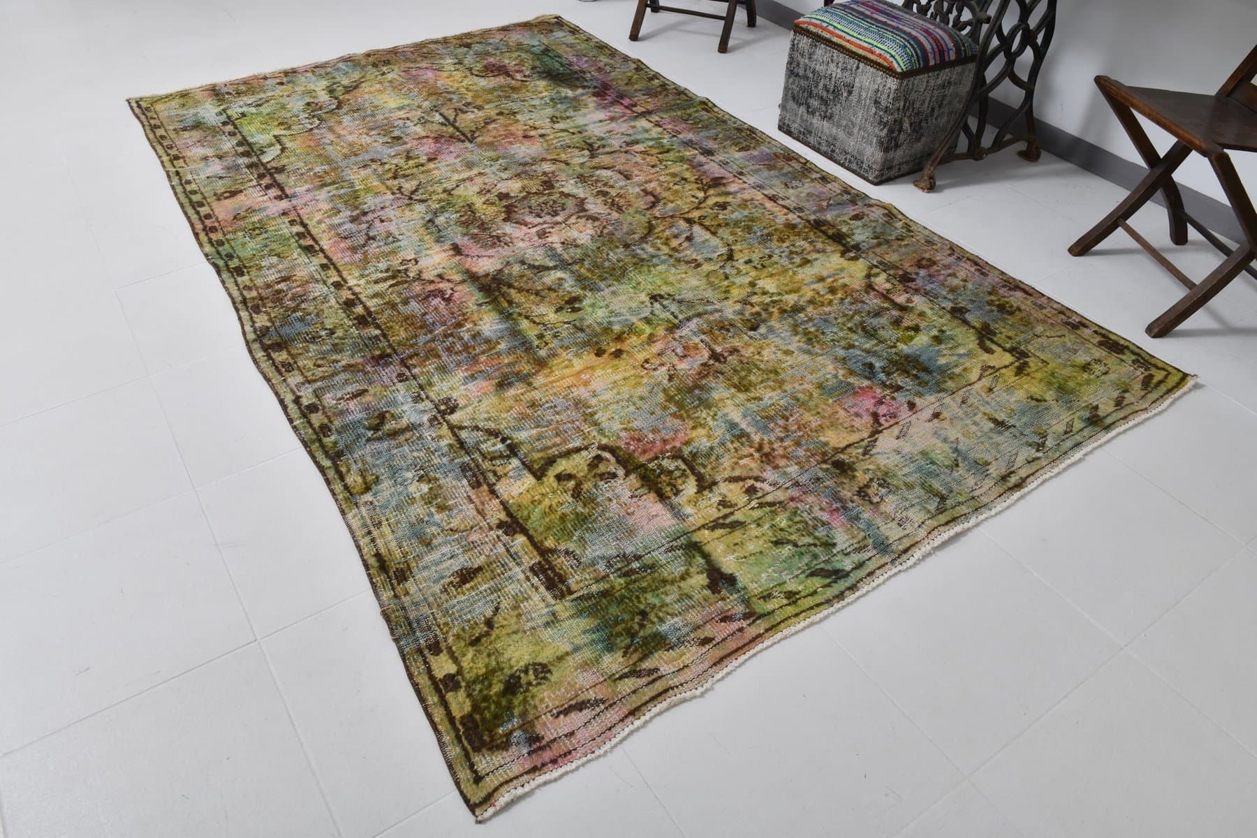 Rug 287x175 cm, olive, wool, 1960s - 220479