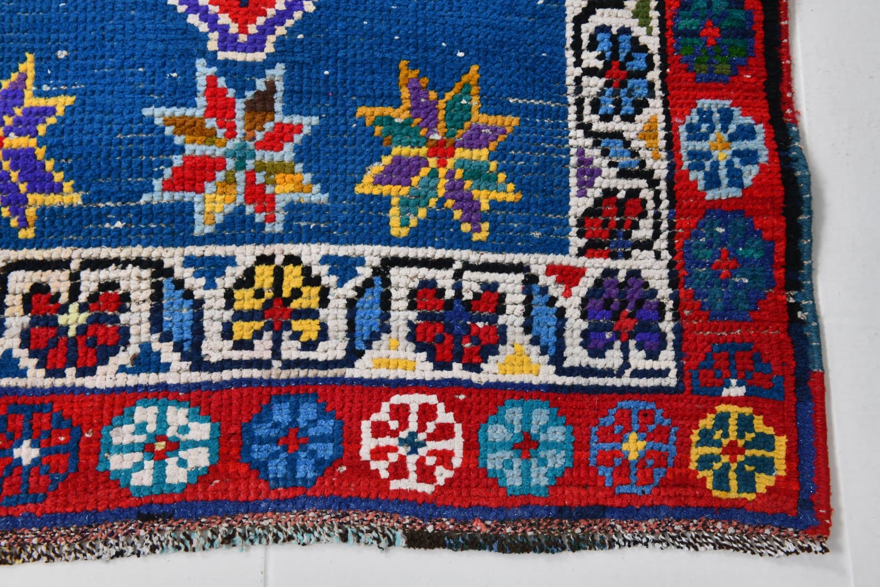 Runner Rug 285x84 cm, blue, turquoise, wool, Turkey, 1960s - 220464