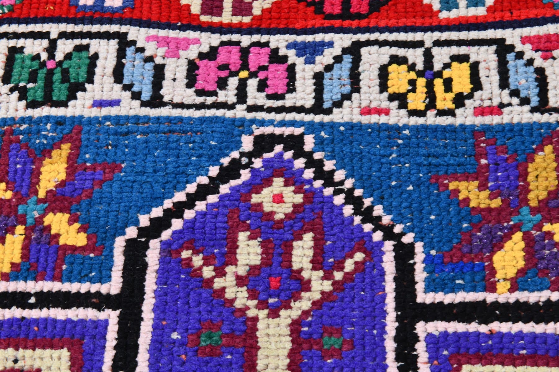 Runner Rug 285x84 cm, blue, turquoise, wool, Turkey, 1960s - 220471