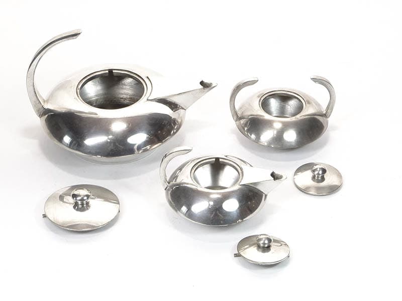 Zestaw do kawy, Art Deco, mosiądz srebrny, Hiszpania, lata 70. - 220295