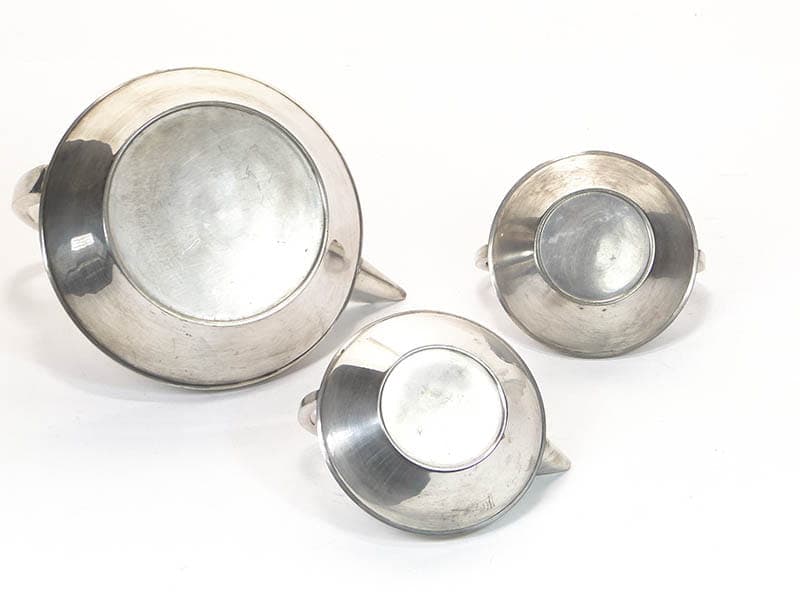 Zestaw do kawy, Art Deco, mosiądz srebrny, Hiszpania, lata 70. - 220292