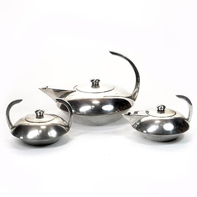 Zestaw do kawy, Art Deco, mosiądz srebrny, Hiszpania, lata 70. - WYMIARY