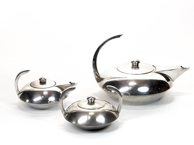 Zestaw do kawy, Art Deco, mosiądz srebrny, Hiszpania, lata 70. - 220294