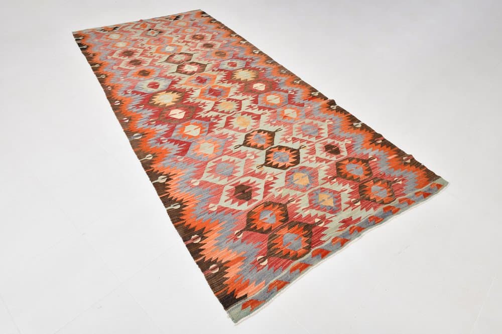 Kilim 342x152 cm, beżowy, wełna, Turcja, lata 60. - 220419