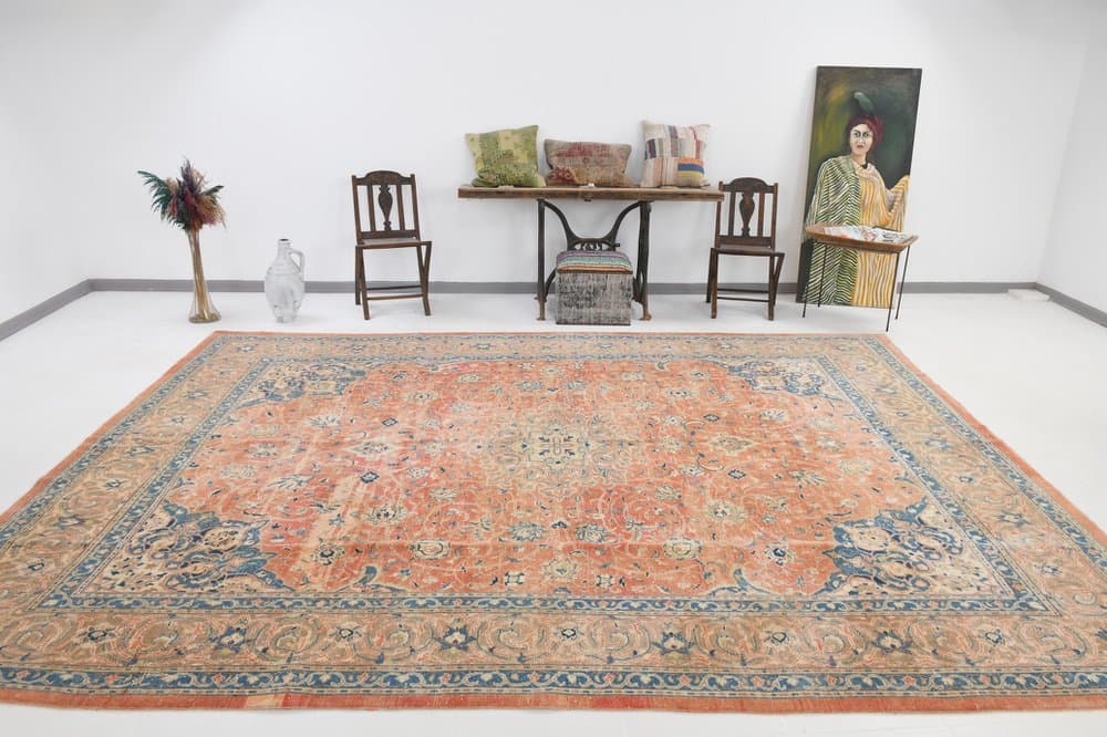 Rug 393x291 cm, beige, wool, Turkey, 1960s - 220402