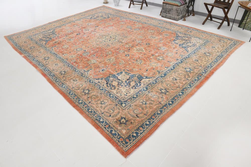 Rug 393x291 cm, beige, wool, Turkey, 1960s - 220401