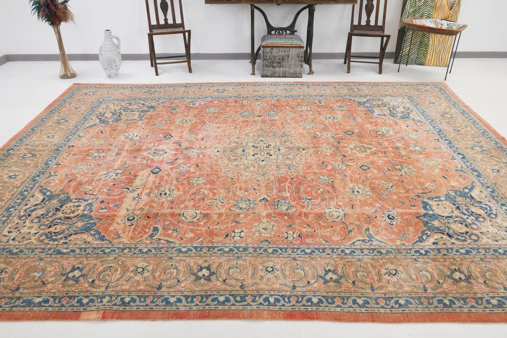 Rug 393x291 cm, beige, wool, Turkey, 1960s - 220397
