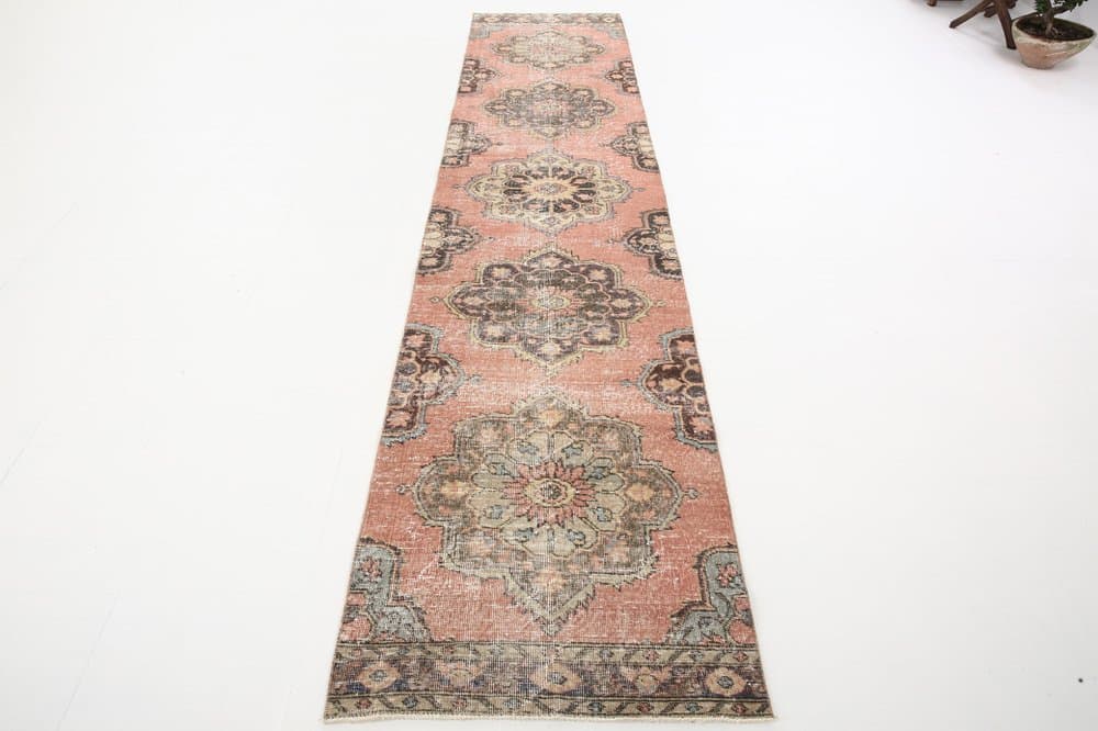 Chodnik 388x85 cm, beżowy, wełna, Turcja, lata 60. - 220387