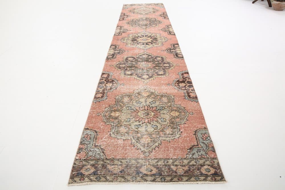 Chodnik 388x85 cm, beżowy, wełna, Turcja, lata 60. - 220390