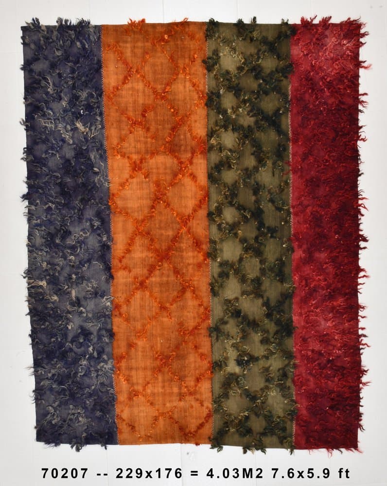 Kilim 229x176 cm, czerwony, niebieski, wełna, Turcja, lata 60. - 220371