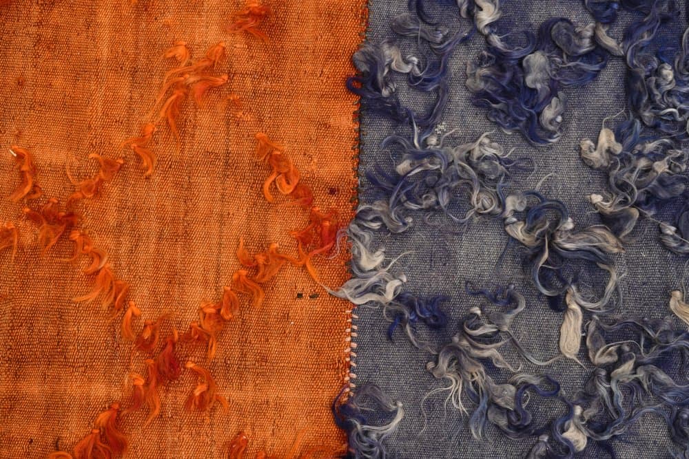 Kilim 229x176 cm, czerwony, niebieski, wełna, Turcja, lata 60. - 220381