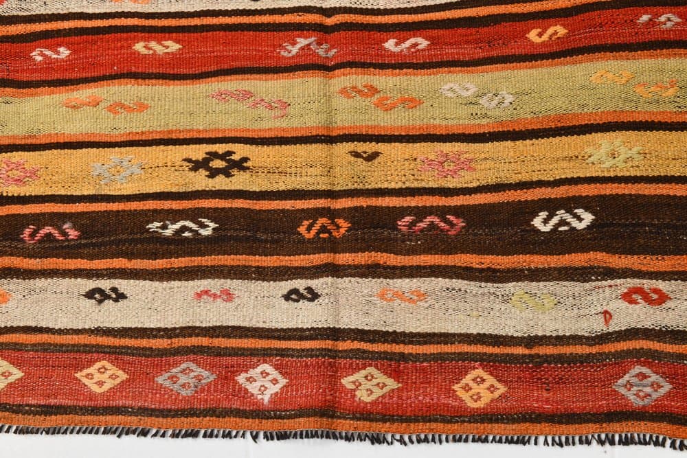 Kilim 205x131 cm, beżowy, brązowy, wełna, Turcja, lata 60. - 220642