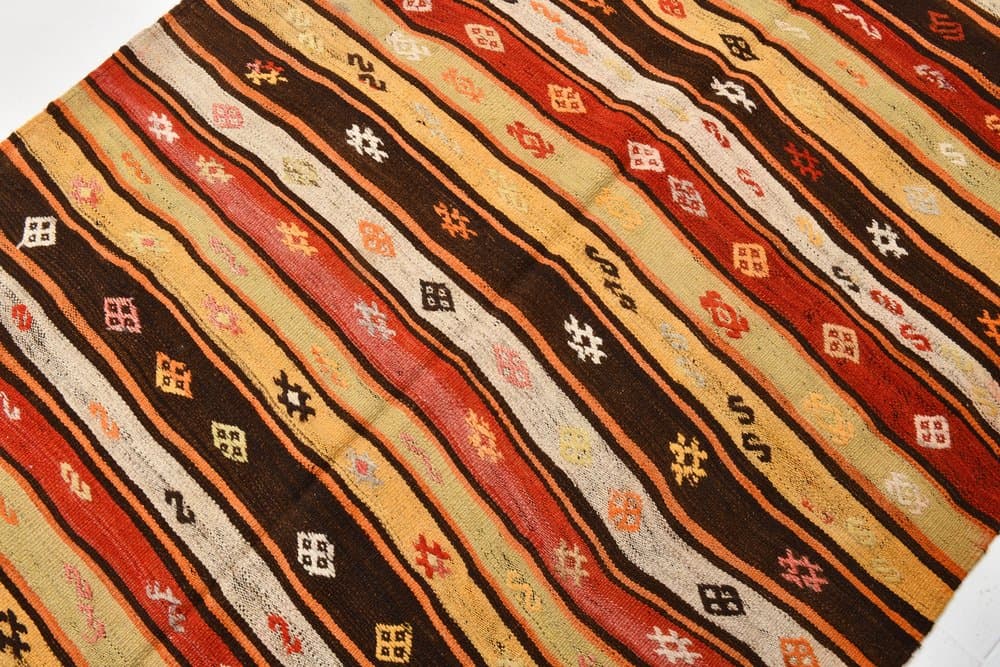 Kilim 205x131 cm, beżowy, brązowy, wełna, Turcja, lata 60. - 220646