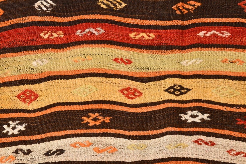 Kilim 205x131 cm, beżowy, brązowy, wełna, Turcja, lata 60. - 220650