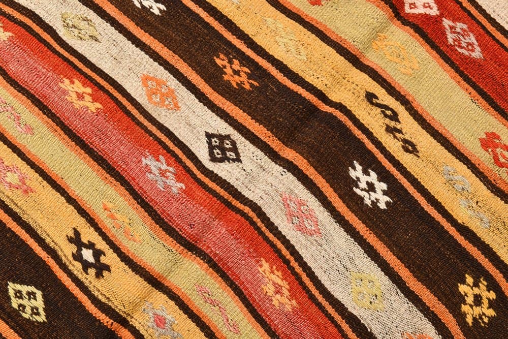 Kilim 205x131 cm, beżowy, brązowy, wełna, Turcja, lata 60. - 220648