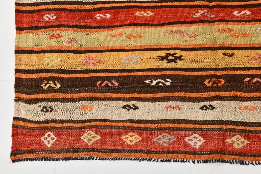 Kilim 205x131 cm, beżowy, brązowy, wełna, Turcja, lata 60. - 220651
