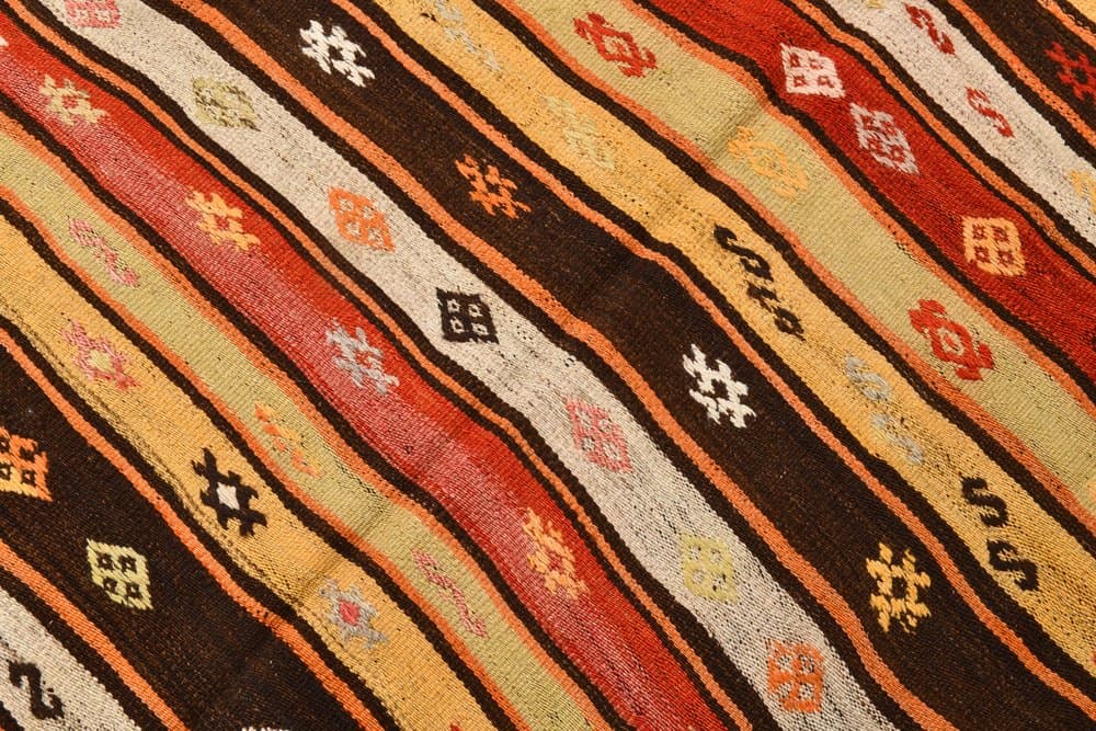 Kilim 205x131 cm, beżowy, brązowy, wełna, Turcja, lata 60. - 220647