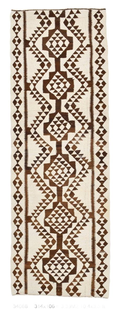 Kilim chodnik 314x106 cm, beżowy, wełna, Turcja, lata 60. - WYMIARY