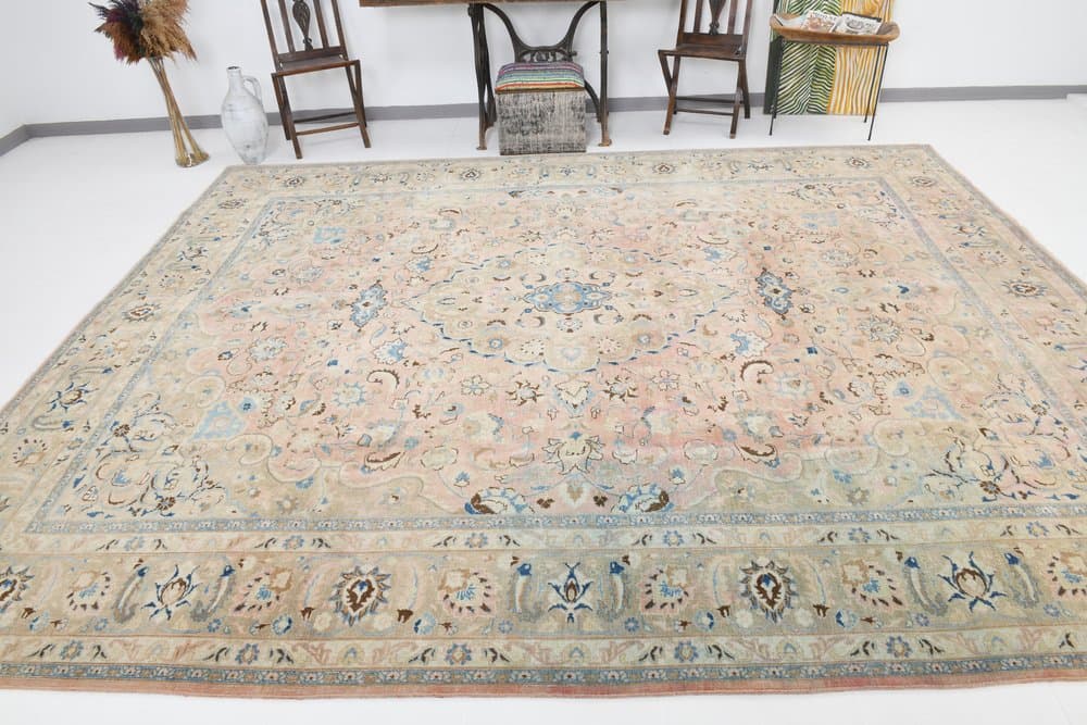 Rug 379x300 cm, beige, wool, Turkey, 1960s - 220606
