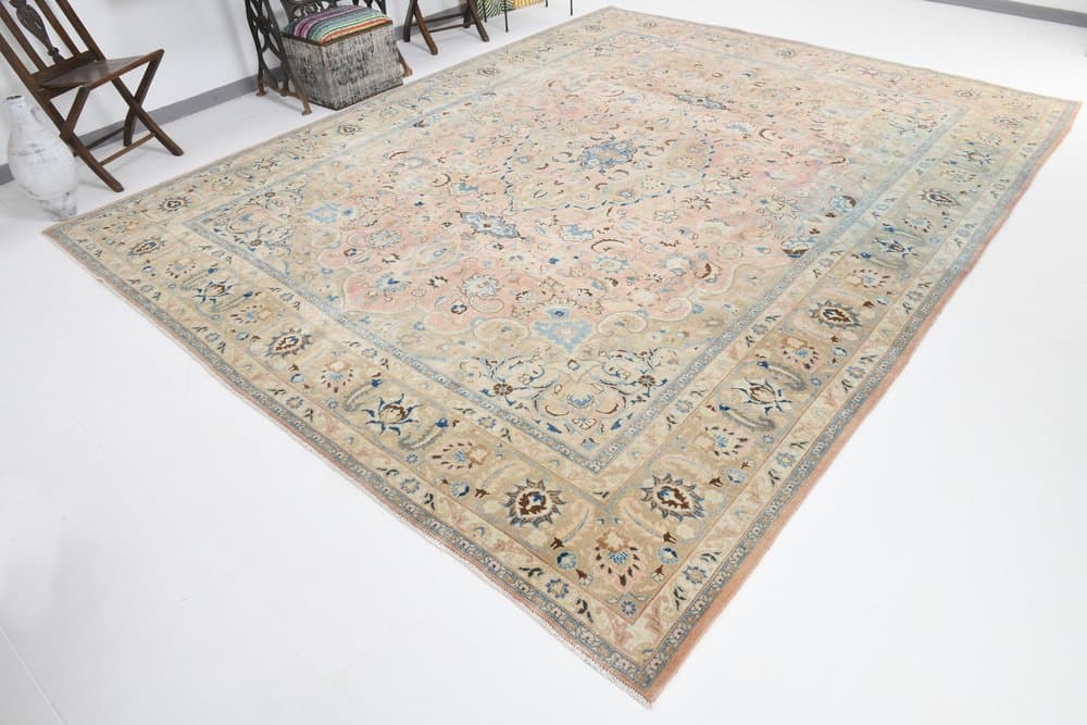 Rug 379x300 cm, beige, wool, Turkey, 1960s - 220604