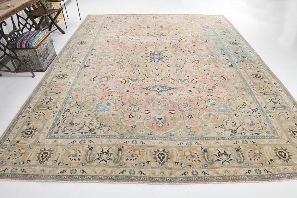 Rug 379x300 cm, beige, wool, Turkey, 1960s - 220605