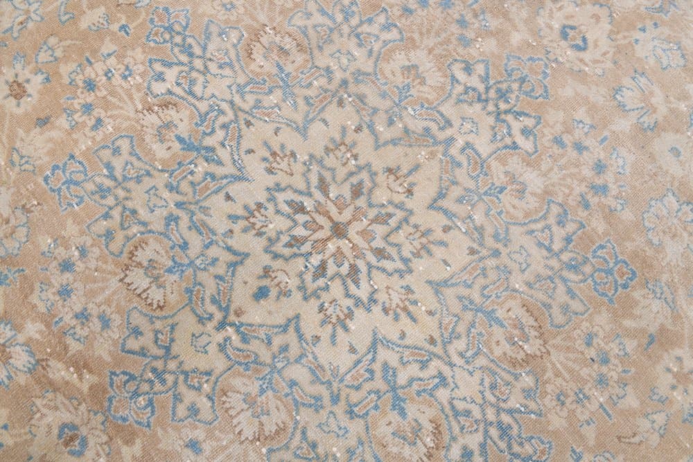 Dywan 361x275 cm, turkusowy, brązowy, wełna, Turcja, lata 60. - 220596