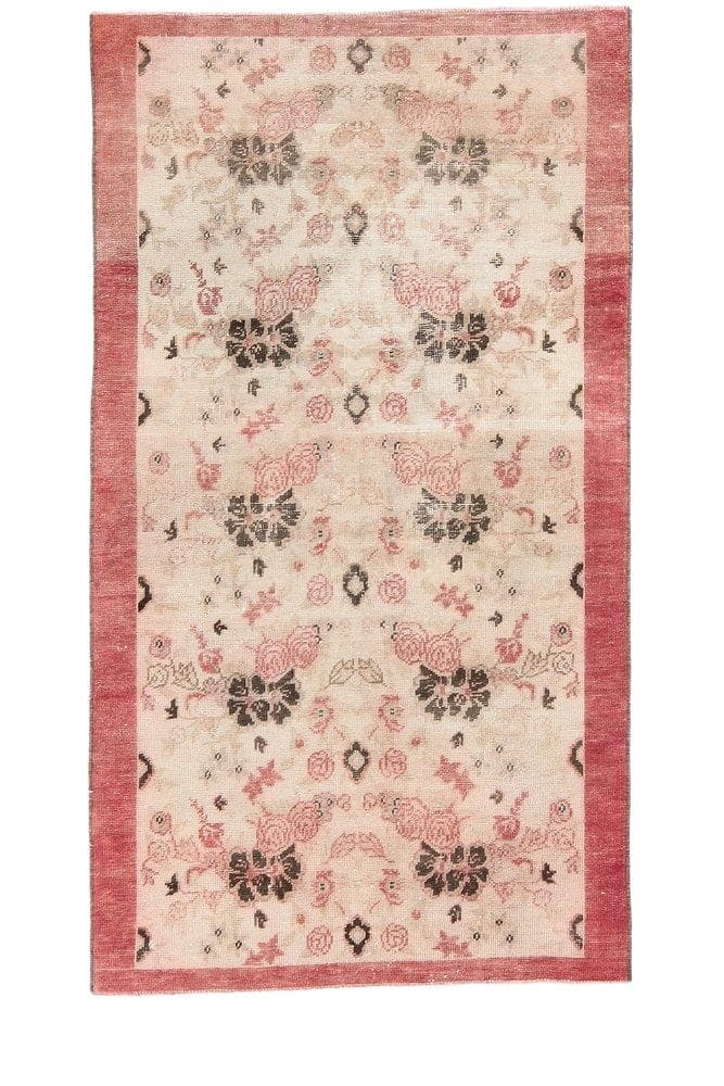 Dywan 184x103 cm, beżowy, wełna, Turcja, lata 60.