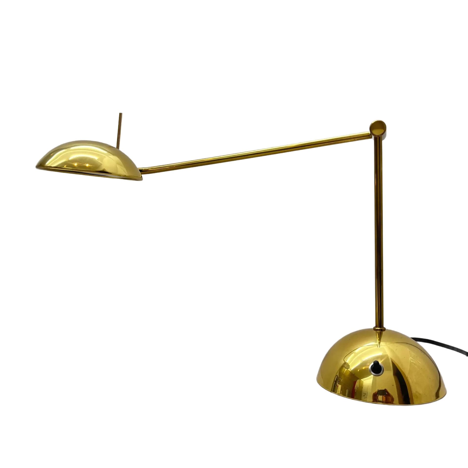 Lampa biurkowa, mosiądz złoty, Temde Leuchten, Niemcy, lata 70.