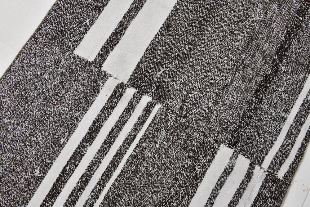 Rug 207x80 cm, grey, black, wool, 1970s - 220542